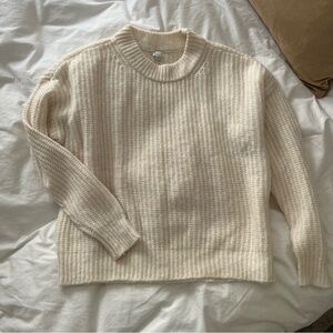 Aerie White Wool-Blend Knit Sweater